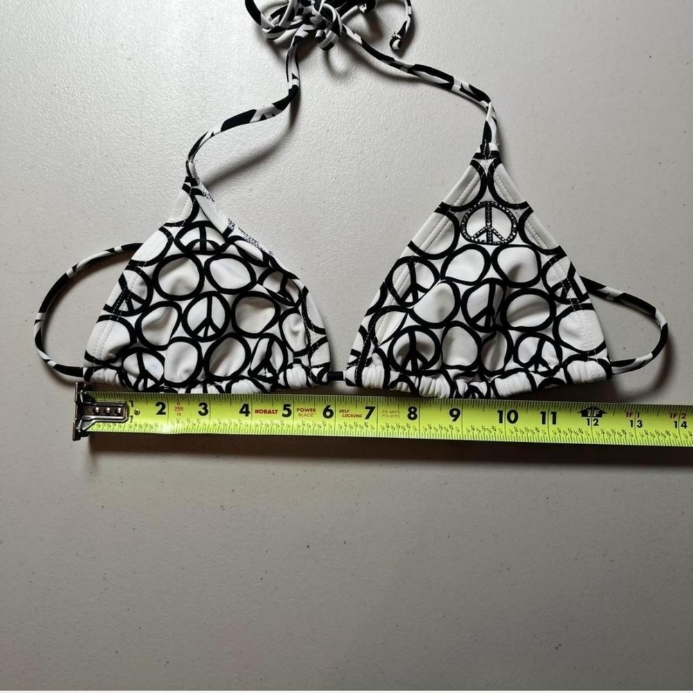 Xhilaration Women's Black and Silver Peace Design Rhinestone Bling Bikini Set - Picture 6 of 8